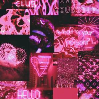 Dark pink collage wallpaper