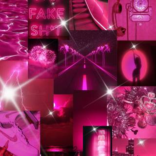 Dark pink collage wallpaper