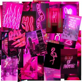 Dark pink collage wallpaper