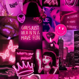 Dark pink collage wallpaper