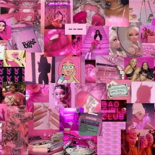 Dark pink collage wallpaper