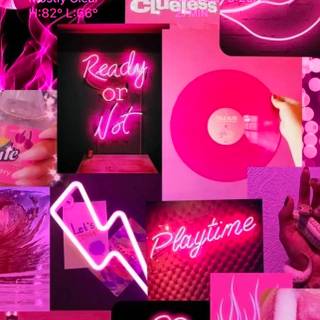 Dark pink collage wallpaper