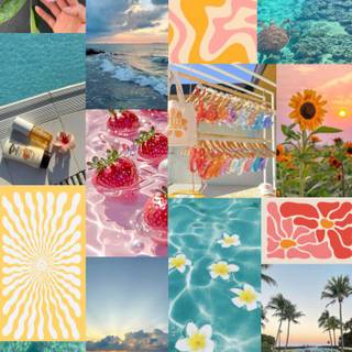 Bright collage summer wallpaper
