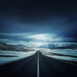 Winter road 4k wallpaper