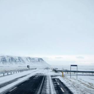 Winter road 4k wallpaper