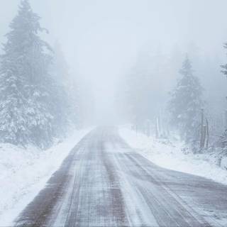 Winter road 4k wallpaper