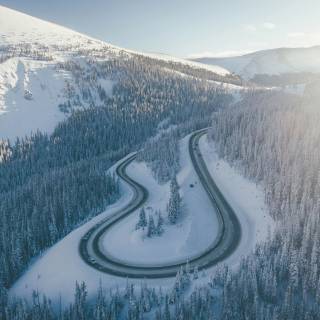 Winter road 4k wallpaper