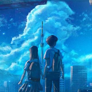 Blue anime mobile wallpaper