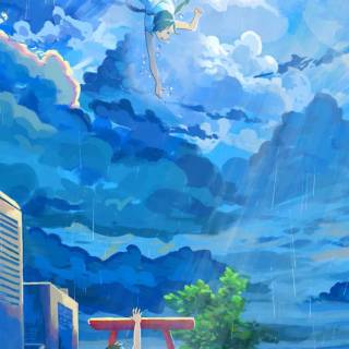 Blue anime mobile wallpaper