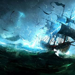 Ship in sea wallpaper