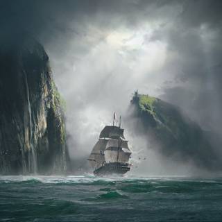 Ship in sea wallpaper