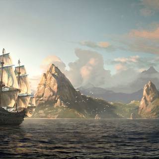 Ship in sea wallpaper