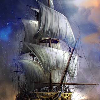 Ship in sea wallpaper