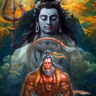 Mahadev and Hanuman wallpaper