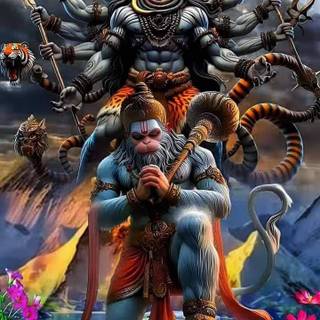 Mahadev and Hanuman wallpaper