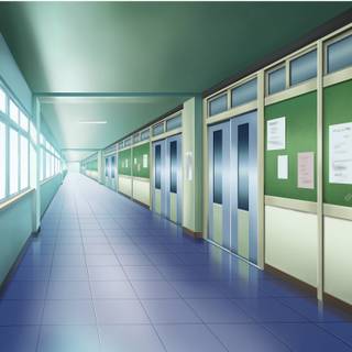 Anime hallway wallpaper