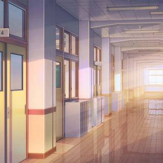 Anime hallway wallpaper