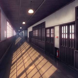 Anime hallway wallpaper