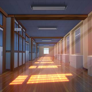 Anime hallway wallpaper