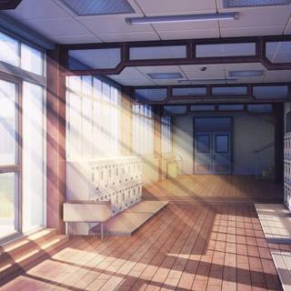 Anime hallway wallpaper