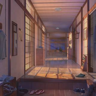 Anime hallway wallpaper