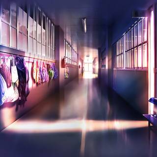 Anime hallway wallpaper