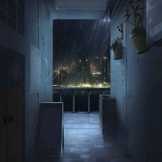 Anime hallway wallpaper