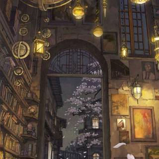 Anime hallway wallpaper