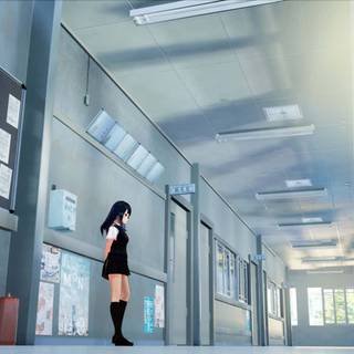 Anime hallway wallpaper