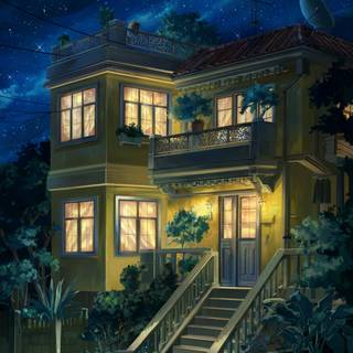 Anime house phone wallpaper