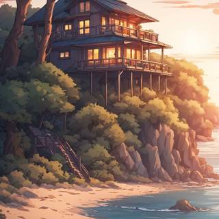 Anime house phone wallpaper