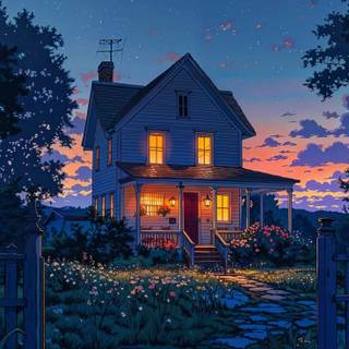 Anime house phone wallpaper