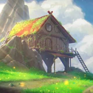 Fantasy cottage wallpaper