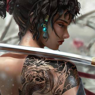 Female samurai iPhone wallpaper