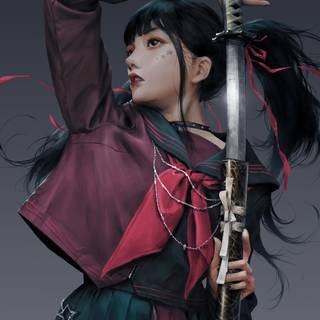 Female samurai iPhone wallpaper
