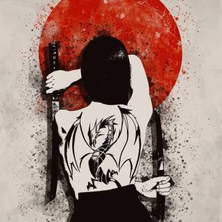 Female samurai iPhone wallpaper