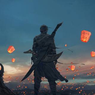 Anime lantern desktop wallpaper