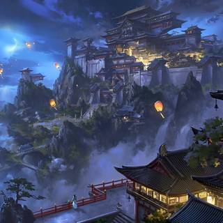 Anime lantern desktop wallpaper