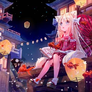 Anime lantern desktop wallpaper