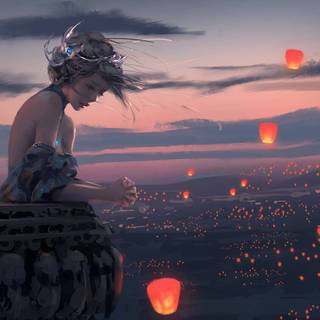 Anime lantern desktop wallpaper