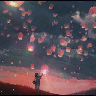 Anime lantern desktop wallpaper