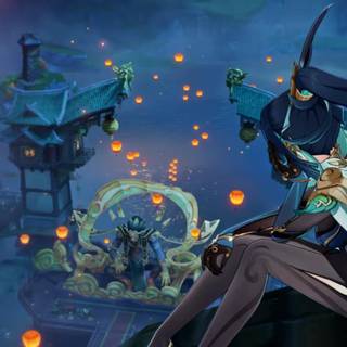 Anime lantern desktop wallpaper