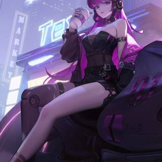 Cyberpunk girl mobile wallpaper