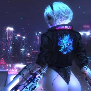 Cyberpunk girl desktop wallpaper