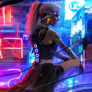 Cyberpunk girl desktop wallpaper