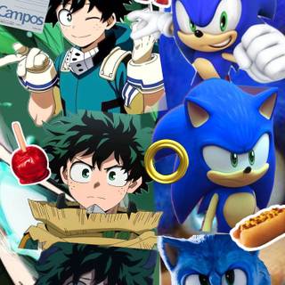 Sonic and Deku wallpaper
