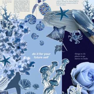 Cute blue summer collage wallpaper