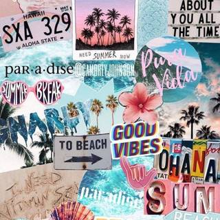 Cute blue summer collage wallpaper