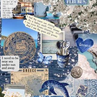 Cute blue summer collage wallpaper