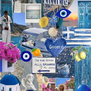 Cute blue summer collage wallpaper